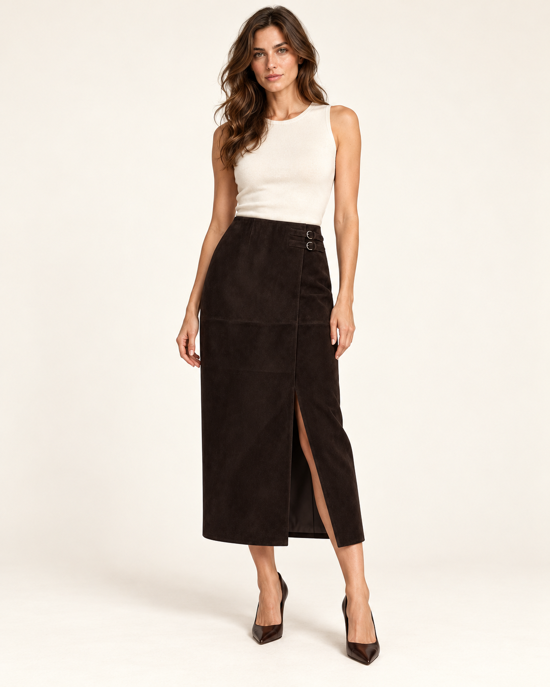 Valentina Suede Midi Skirt
